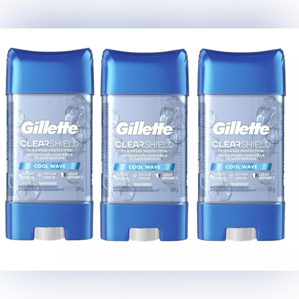 3x’s Gillette Clear Gel Antiperspirant Bundle NWT. Cool Wave scent 72 hour.